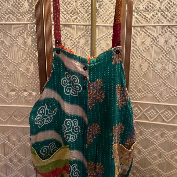 Kantha Patchwork Bell Bottom Overalls - Picture 2 of 9